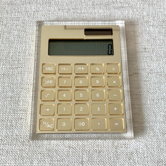Russell+hazel Acrylic Calculator, clear with gold-tone hardware - Picture 1 of 4